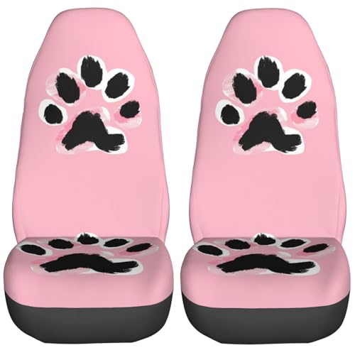 Housses de siège de voiture anti-tache amovibles à motif pattes de chat rose et blanc