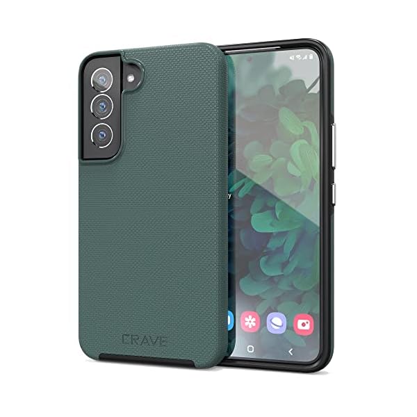Crave Dual Guard for Samsung Galaxy S22 Case, Shockproof Protection Dual Layer Case for Samsung Galaxy S22 5G – Forest Green