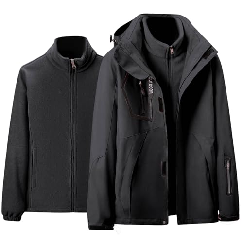 Chaqueta impermeable para mujer, lote de 2 Softshell chaqueta de lluvia para mujer, 3 en 1, ropa impermeable, otoño, invierno, a prueba de viento, impermeable, de senderismo, abrigos impermeables