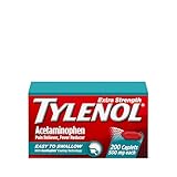 Tylenol Extra Strength Easy to Swallow Acetaminophen, Pain Reliever & Fever Reducer Coated Caplets for Adults with Gentleglide Technology, 500 mg Extra Strength Acetaminophen, 200 ct