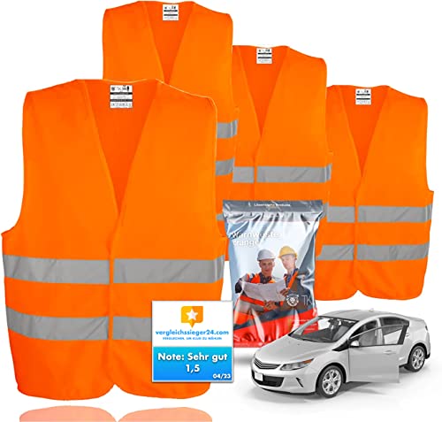 4x chalecos de seguridad EN471 chaleco antipinchazos 2023 Chaleco de accidentes, automóvil de pasajeros, chaleco de seguridad, chaleco reflectante naranja para automóviles, camiones y motos