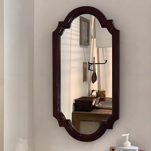 Dyinventor 長方形の壁掛けミラー 学生寮ミラー 幅30×高さ60cm 幅39×高さ77cm、木製化粧鏡 質地堅硬 耐久性、大きな鏡 ガラス鏡 軽量 HD鏡面 透明性が高い 鮮明な画像、壁掛け 浴室用化粧鏡 卓上鏡 取り付け簡単 寝室のバスルームに