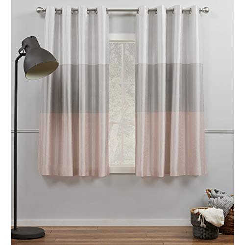 Exclusive Home Chateau Striped Faux Silk Grommet Top Curtain Panel
