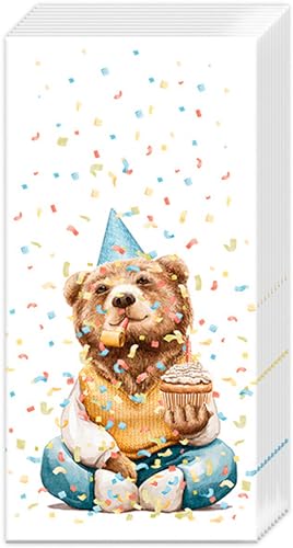 IHR Ideal Home Range - Taschentücher Happy Teddy, 1 Packung mit 10 einzelnen 4-lagigen Taschentüchern, 21 cm x 21 cm