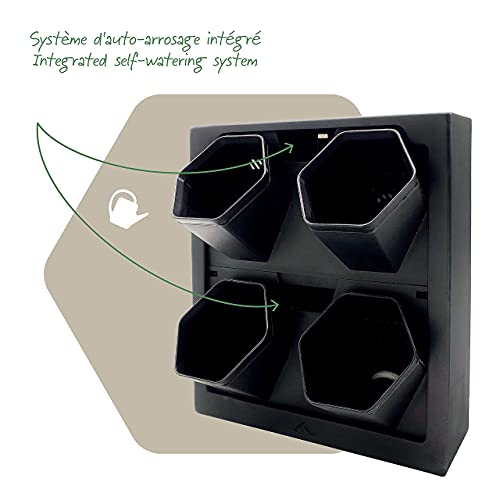 Steady Home Self-Watering Wall-Mounted Planter Indoor/Outdoor Decor With 4 Pots (Black) #TOP7