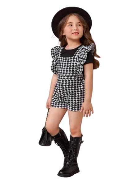 Ninas Baby Girls Solid Cotton Blend Style Top and Dungaree Set for kids (Black & White) - Review, Price and Buying Guide