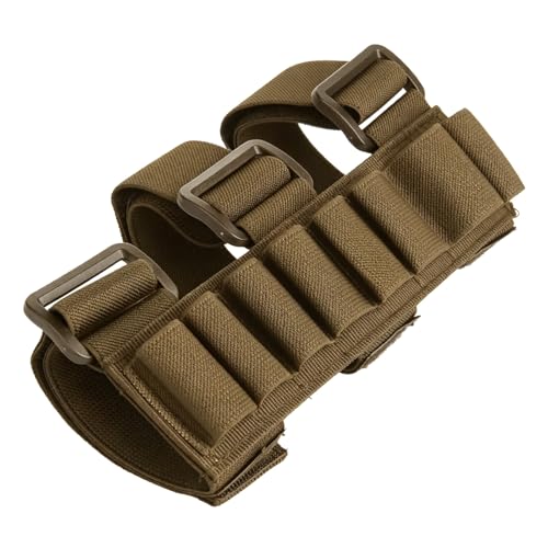 Portacartuchos de 8 Cartuchos con Culata Redonda, Brazalete Ajustable para Cartuchos de Escopeta, para Cazadores de Calibre 12/20 y Tiradores Tácticos(Brown)