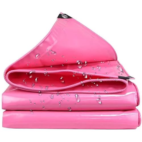 Rosoy 防水シート 屋外 雨よけ 軽トラック荷台用 ピンク 厚さ0.5mm 550g/u 厚手 両面コーティング 防雨カーテン 鳥害対策 難燃性 耐凍性 耐候性 四隅補強 防災 断熱 遮光 テント ポンチョ プラスチック PVC帆布 保護カバー (2*
