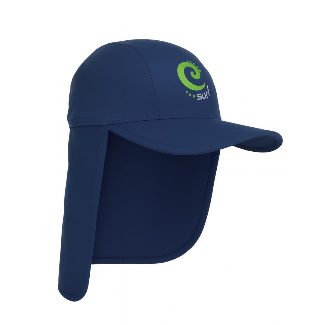 Kidz Swimmers Boys Blue Sun Protection Legionnaire Cap Upf 50+ Estate & Jasmine Green (Medium 6-10 Years)