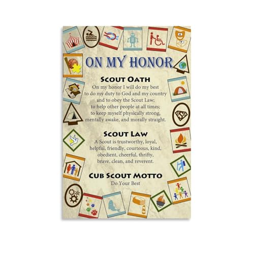 How to Sign Cub Scout Motto in ASL From Wolf Handbook 6 Scout Oath And Law Poster Cub Scout Motto Visual Guide Youth Canvas Painting for Bedroom Living Room Decor 12x18inch(30x45cm) Unframe-style