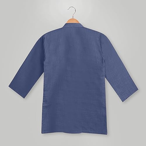 Image of Baby Boys Ethnic Wear Cotton Kurta Pyjama Set with Embroidery