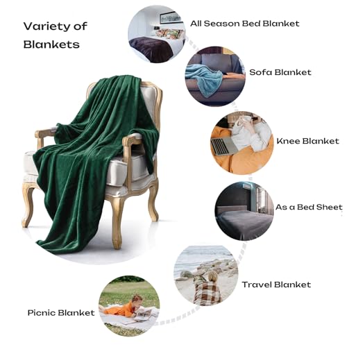 Forest Green Flannel Fleece Throw Blanket Throw Size(50 by 60 Inches),Green Throw Blanket for Couch Sofa Bed 280GSM,Super Soft Plush Cozy and Lightweight Warm Bed Blanket for All Season by JIAHANNHA - Image 3