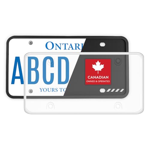 StandardAutoPart Silicone License Plate Frame – Rust-Proof, Rattle-Proof, Weatherproof Cover & Bracket Holder for Front/Rear US & Canada Standard Car Plates (Silicone Frame + Clear Cover, Pack of 1) by StandardAutoPart - Used condition - CA$25.28