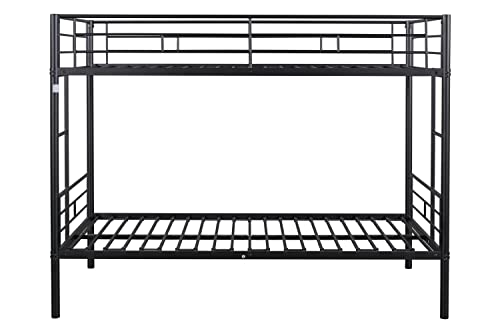 Homsof Metal Twin Over Twin Bunk Bed With 2 Side Ladders,Made Of Heavy Duty Steel, For Kids Teens Adults，Black #TOP6
