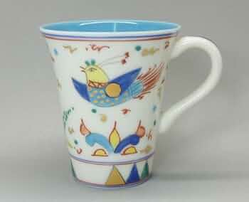 Amazon.co.jp: 美濃 幸兵衛窯ペルシャ色絵マグカップ(ブルー