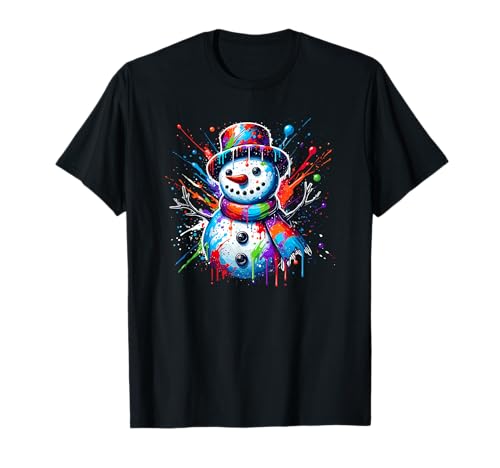 Splash Art Bonhomme de neige de Noël Saison des fêtes T-Shirt
