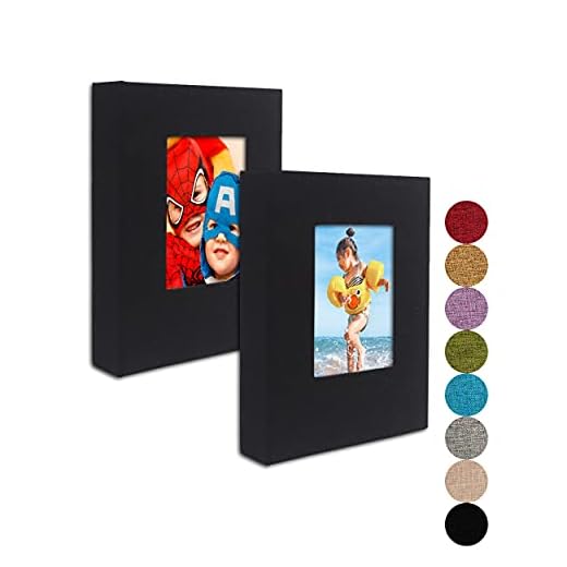 Small Photo Album 4x6 – Clear Pages, Linen Cover with Front Window, Pack of 2, Each Small Album Holds 52 Photos, Small Brag Book Photo Album for 4x6 Pictures, Black Fabric