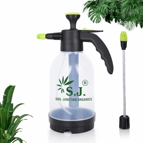 Image of SJ Organics 2L Pressure Spray Pump with Long Nozzle, Transparent Spray Bottle for Plants Adjustable Nozzle, Leak-Proof Compression Sprayer for Watering, Fertiliser & Pesticide, Garden Lawn Plant Care