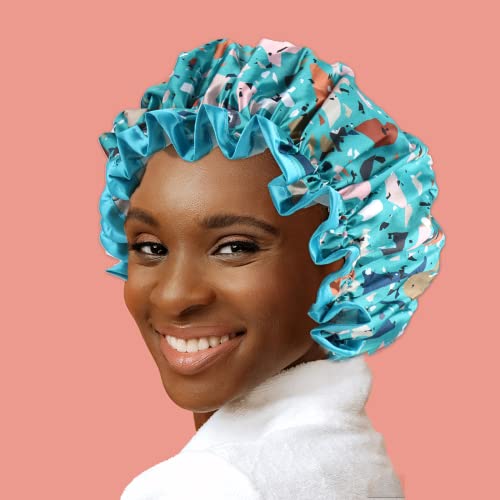 2 Pieces Of Shower Cap, Improved Design High-Quality Shower Cap For Women, Lightweight,100% Waterproof, Reusable Bonnets For Black Women. (Venetian Style) #TOP2