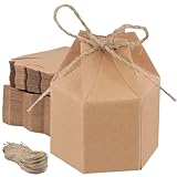 UNGFEI 100 cajas de papel kraft para caramelos, caja hexagonal para dulces...
