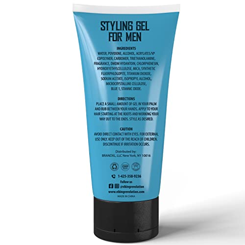 Viking Revolution Hair Gel For Men Strong Hold - Mens Hair Gel Extra Strength - Styling Gel For Hair Clear Hair Gel - Firm Hold Gel Hair High Shine Non-Flaking Curly Hair Gel (10Oz) #TOP6