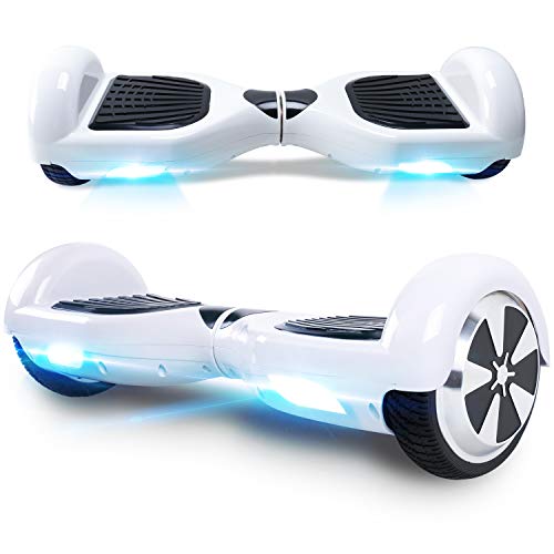 Hoverboard, 6.5 Zoll Self Balance Scooter mit Starker Dual Motor - LED Lights Elektro Scooter, Self Balancing Scooter für Kinder (Weiß)
