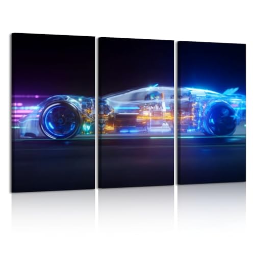 3 Piece Canvas Wall Art Prints Picture Solid State Battery for EV Electric Vehicle new research development Framed Wall Painting Modern Artwork Poster Home Decor for Living Room Office Ready to Hang