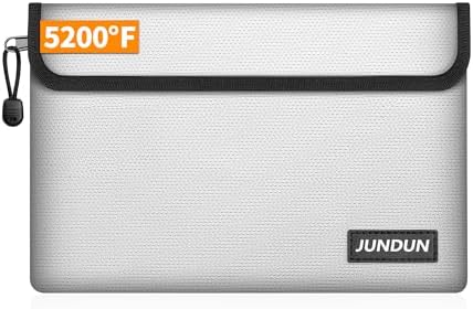 JUNDUN Feuerfeste Dokumententasche (27x17cm, 5200°F), Feuerfeste Geldtasche | Tresor Feuerfest Wasserdicht Geldscheine Aufbewahrung Aktentasche Für Dokumente/Geld/Passport/Bankdate