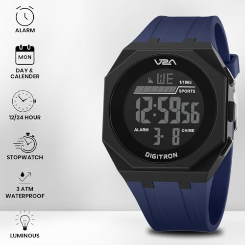 Image of V2A Digitron 3009 Digital Sports Watch for Men & Boys | Big Dial, Alarm, Stopwatch, 12 /24H | LED Luminous Display | 3 ATM Water Resistant Training | Gifts for Men & Boys