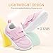 STQ KIDS Toddler Wide Toe Box Sneakers Girls Barefoot Shoes Kids Tennis Shoes Preschool Non Slip Lightweight Comfortable First Walking Running Outdoor Activities Cute Water Pink Infant Size 4