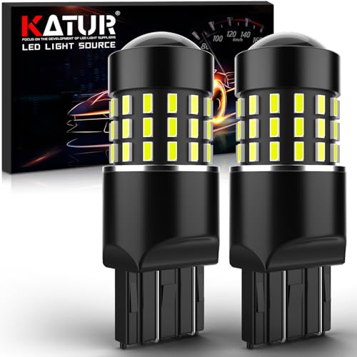 KATUR 7440 7443 992 Bombilla de luz LED 3014 54 Conjuntos de Chips de 650 lúmenes Reemplazar para respaldar la señal de Giro Luces de Freno de Freno de Cola inversas, Xenón Blanco (Paquete de 2)