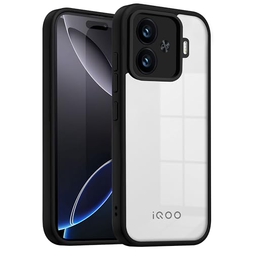 Image of V-TAN Back Cover for IQOO Neo 10R 5G, Transparent Clear Case Compatible with IQOO Neo 10R, TPU, Camera Protective, Scratch Resistant Shockproof Mobile Cover with Anti-Slip Grip (Black) (Black)