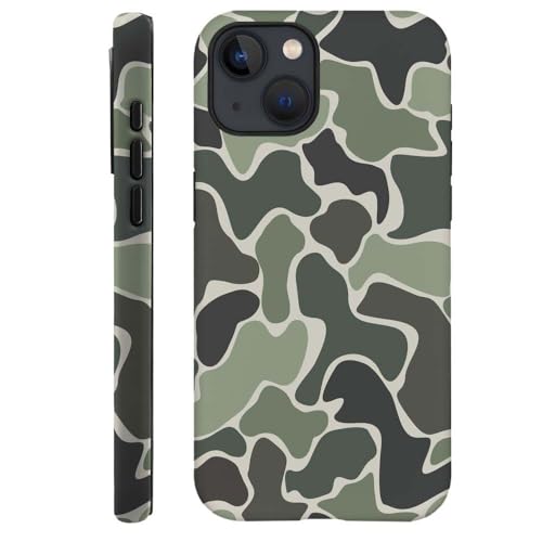 ilikediy for iPhone 14 Case,HH2 Old Camo Army Green Hybrid 2 Layer Hard Shell Silicone Protective Pattern Design Case for iPhone 13/iPhone 14