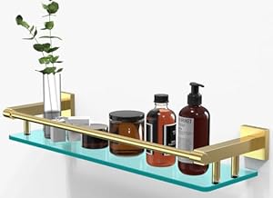 SFGSOWOR WA400 Glasregal Badezimmer Gebürstet Gold