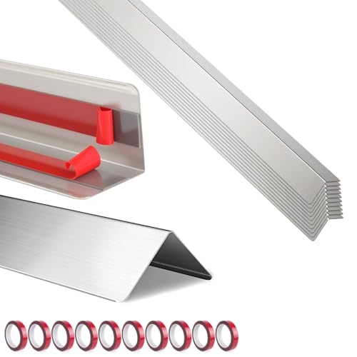 2x2x48 Inch 304 Stainless Steel Wall Corner Guards (10-Pack) Heavy Duty 90 Rounded Corner Protector Smooth Folded Edge Metal Wall Edge Guard Wall Corner Trim for Home & Commercial Wall Protection