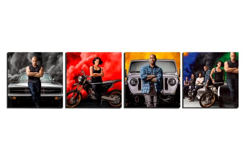 Decographics | Photos décoratives Salon | Décoration de chambre | Tableaux modernes | Décoration créative | Photos Fast & Furious 9 | 20 x 20 cm C/U | 4 tableaux