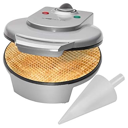 Clatronic® Hörnchenautomat für hauchdünne Waffeln | ideal für Eis-Waffelhörnchen | Backfläche Ø 18 cm | inklusive Hörnchenkegel | antihaftbeschichtet | regelbarer Bräunungsgrad | 1200 Watt | HA 3494