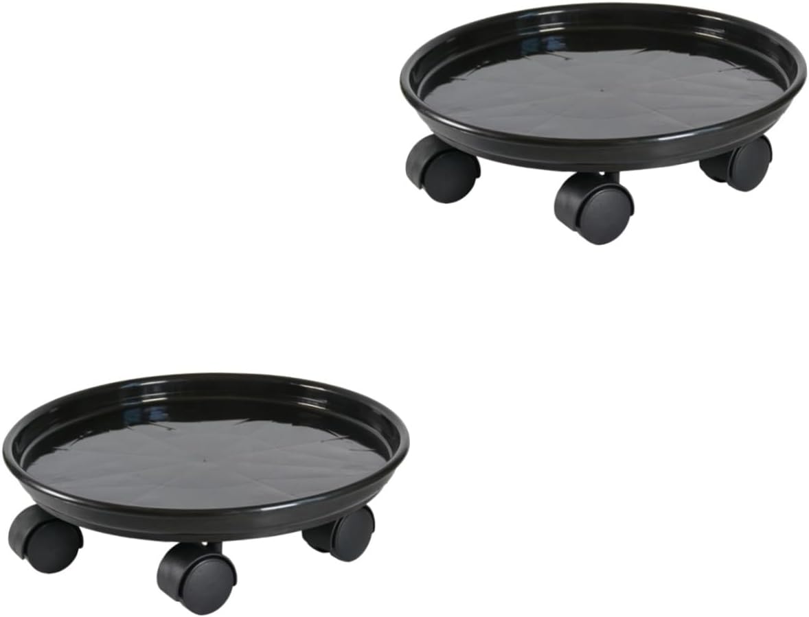 Mipcase 2pcs Rolling Planter Base Under Plant Water Tray Plant Stands Wheels for Indoor Outdoor Decor