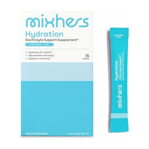 MIXHERS Hydration - Electrolyte Drink Mix for Women - for Hydration, Energy & Mineral Support - with Sodium, Calcium & More - No Added Sugars - 15 Hydration Packets - Coconut Lime Cover