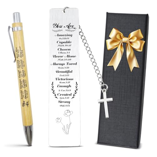 Father Day Christian Gifts Bible Bookmark for Women & Pen Set - First Communion Gifts, Baptism Gifts, Confirmation Gift Ideas - Religious Gift for Girl, Boy, Men,Book Lovers