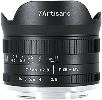 7artisans 7.5mm f2.8 Mark II APS-C Fisheye Wide Angle Manual Fixed Lens for Canon Eos-M Mirrorless Camera Like Canon Eos-M1 Eos-M2 Eos-M3/M5/M6/M10/M50