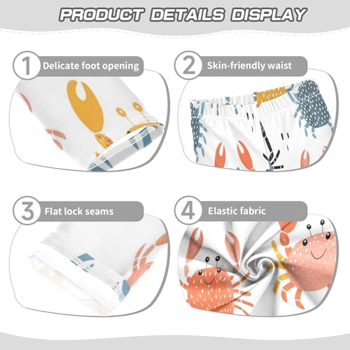 Bolaz Toddler Girls Leggings Printed Yoga Pants Leggings Blue Orange Crabs for Kids3