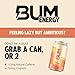 BUM Sugar-Free Energy Drink, Peach Mango - Lightly Carbonated & No Artificial Colors, Natural Caffeine & Citicoline for Energy & Focus, Brain Boost & Workout Sports Beverage - 12 oz, Pack of 12