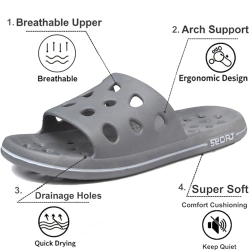 Image of FINLEEO Shower Sandals with Drainage Holes - Quick Drying Bathroom & Gym Slippers for Men and Women