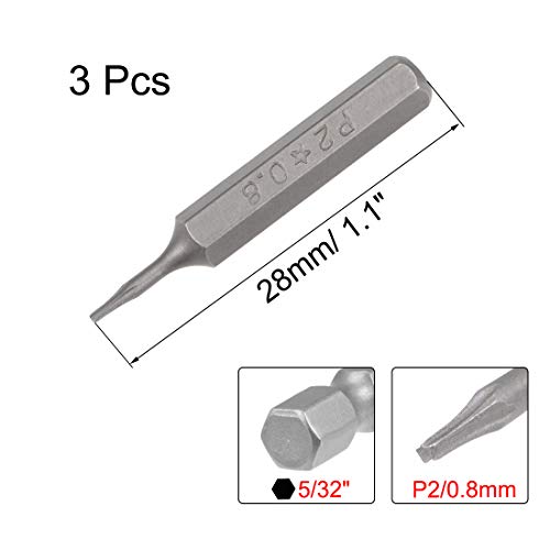 Puntas de destornillador P2 28 mm de longitud con vástago hexagonal de 5/32 pulgada uxcell 3