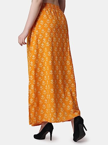 Image of POPWINGS Casual Ethnic Bagru Print Long Slit Skirts for Women || Cotton Long Slit Skirt for Women || Stylish Women Long Skirt for Summer