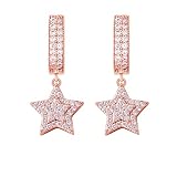 LMMSHX Pendientes de aro con Diamantes de imitación CubZirconia de Oro de 14 Quilates, Gotas delicadas Brillantes para Hombres y Mujeres