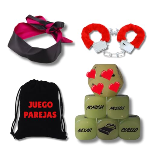 MP MARCHPEREIRA 6 Dados Eróticos para Pareja - Juego Erótico + Antifaz + Esposas - Regalo Original (Exponer Juego a la Luz)- Regalo Original Pareja