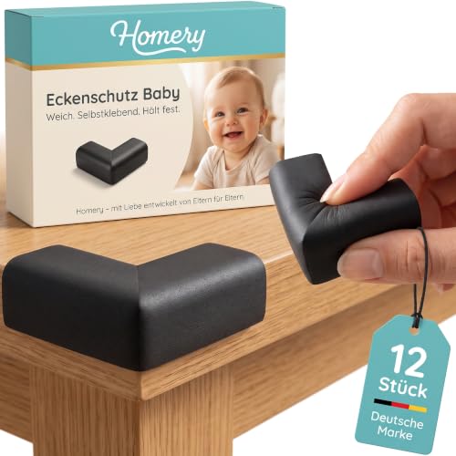 Kantenschutz & Eckenschutz Baby [12 Stück] aus Schaumstoff, Schwarz