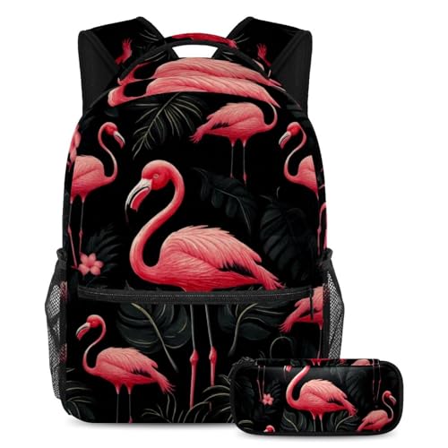 Sac à dos flamant rose grand volume pour les cours au lycée et les voyages
